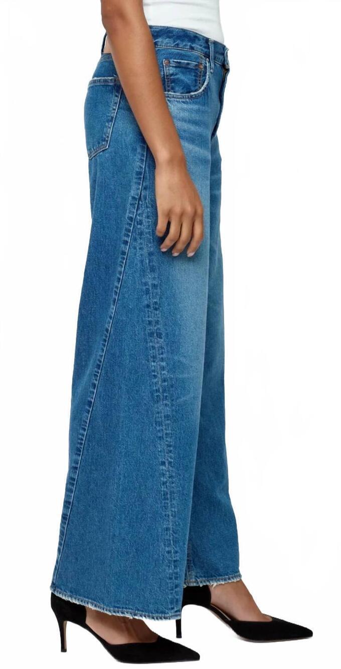 NEW MOUSSY atlanta twisted wide leg pants in medium blue wash - Picture 3 of 3